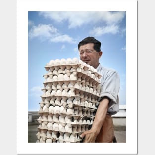 Israel, Sde Warburg. Farmer With Eggs. 1940 Posters and Art